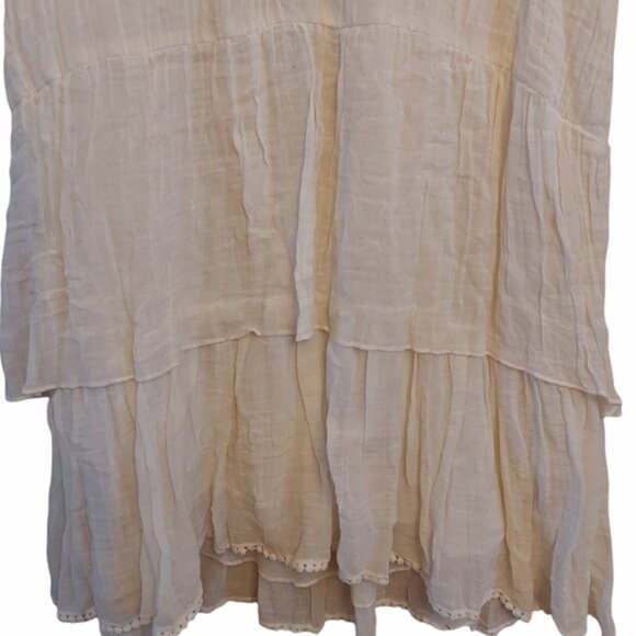 Heidi Merrick Cotton long sleeve button front tiered dress Cream Size Small - Picture 3 of 7